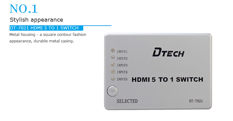 Bộ gộp 5 đường tín hiệu HDMI vào cho ra 1 đường duy nhất Dtech DT7021