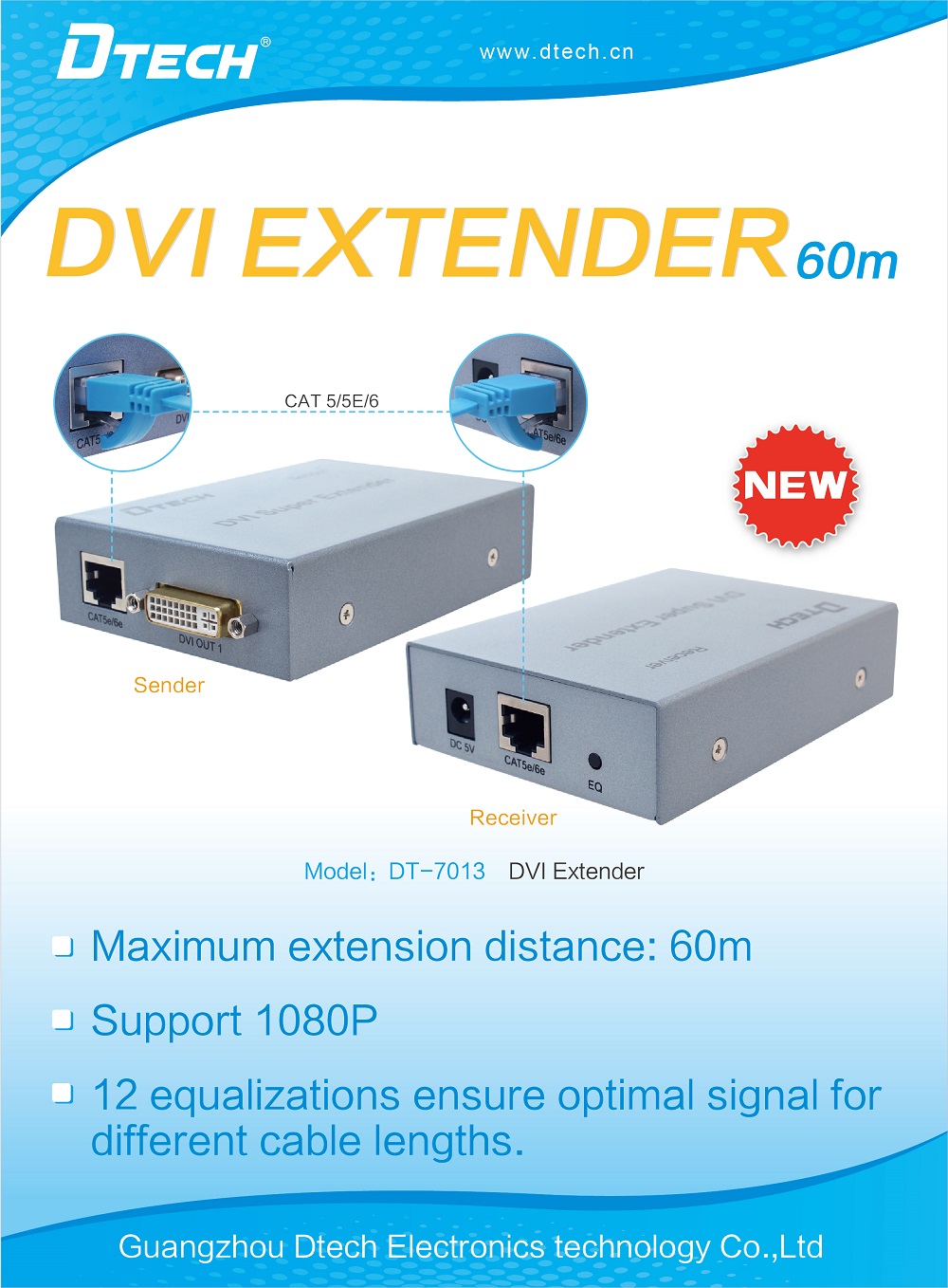 DT-7013 DVI extender 60M