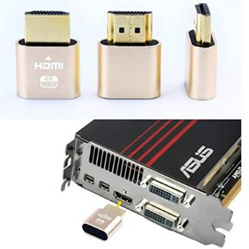 HDMI Dummy Plug fit-Headless Display Emulator DDC EDID Headless Ghos with Windows Mac OSX Linux Great for Graphics Acceleration Support 3840x2160@60Hz 10P 