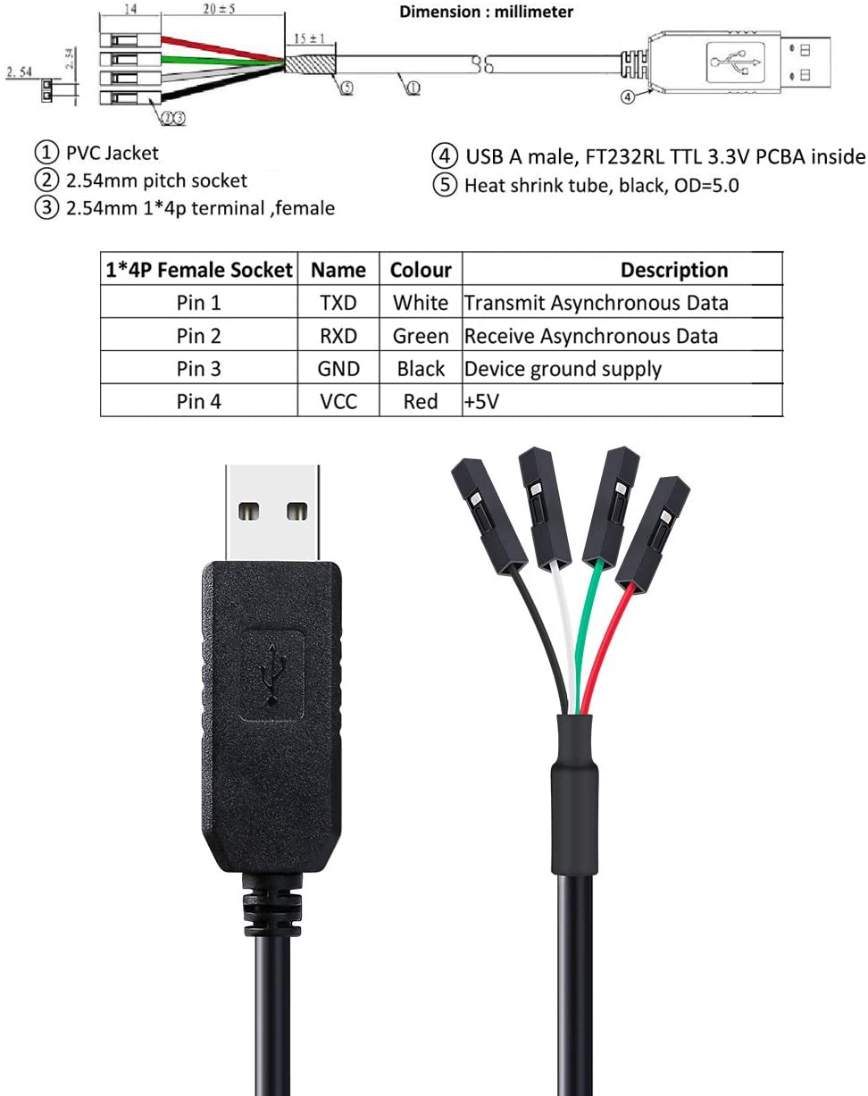 FT232RL USB to TTL Serial 3,3V und 5V Adapter Module, 1,94 €