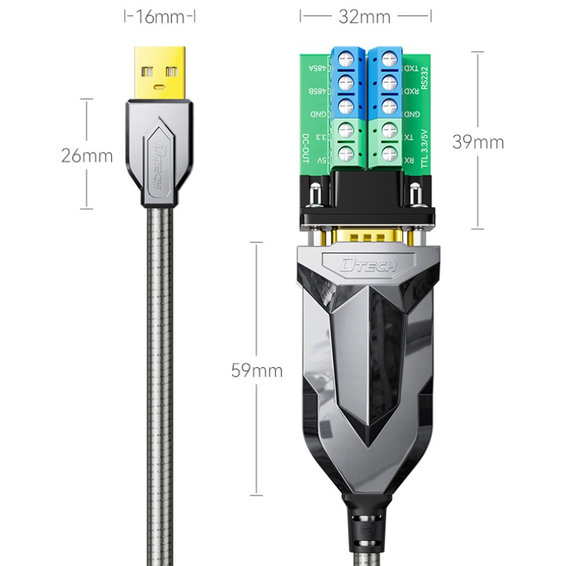 USB to RS232 RS485 TTL Armored Serial Cable