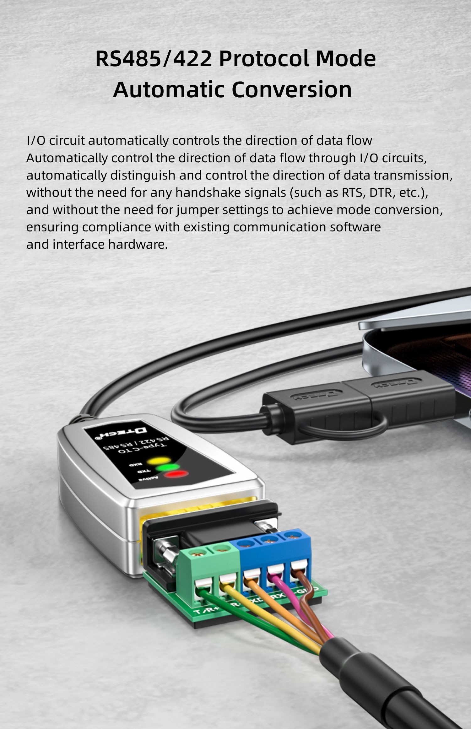 Type-C+USB to RS422 RS485 Serial Cable