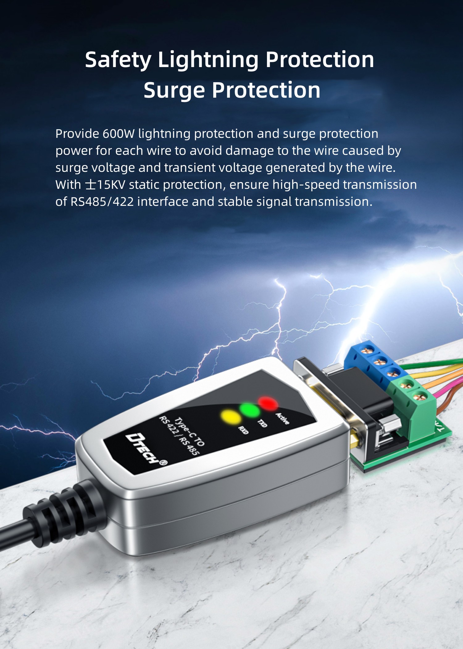 Type-C+USB to RS422 RS485 Serial Cable