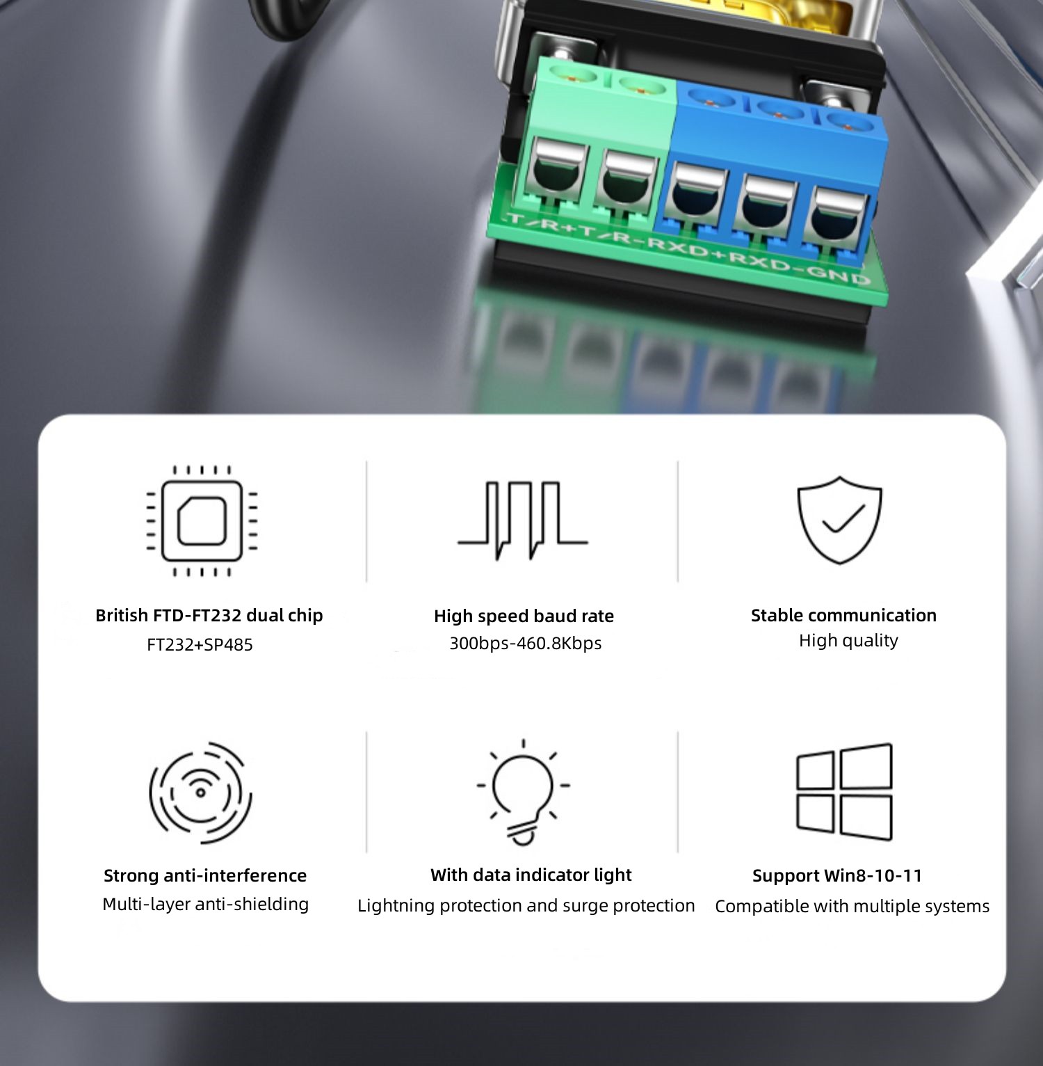 Type C+USB to RS422 485 Serial Cable