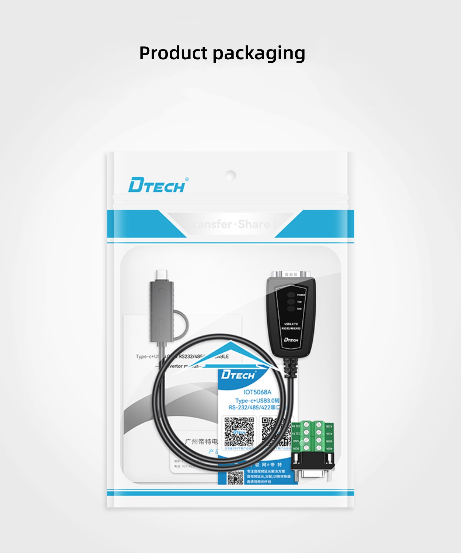 Type C+USB to RS232/422/485 Serial Cable