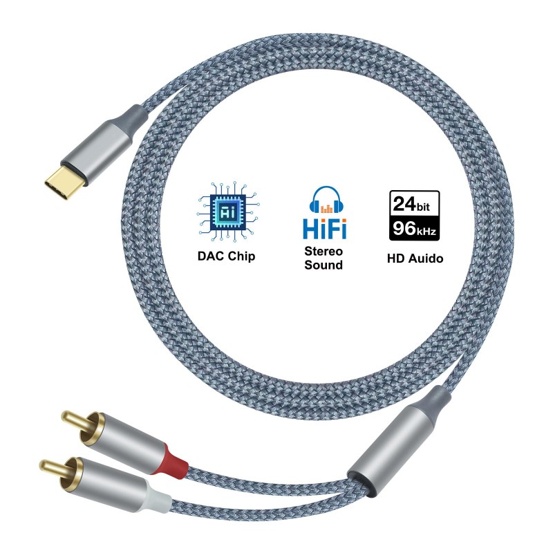 Kabel Audio USB C to 2RCA