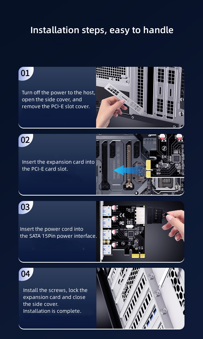 PCI-E to USB3.0 4 Port HUB