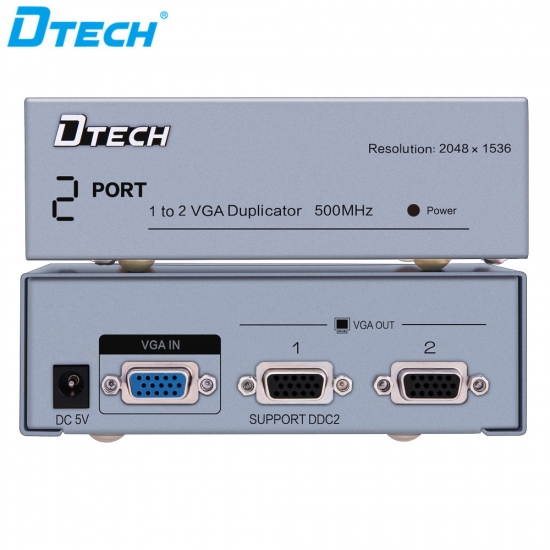 DTECH 1 in 4 Out VGA Monitor Splitter 1 PC for 4 Monitors Amplifier Box 350MHz Bandwidth 