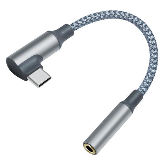 Angled USB Type C to 3.5mm Audio Adapter Cable